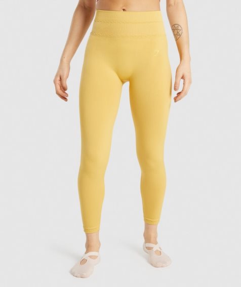 Women's Gymshark Studio Leggings Yellow | NZ 6UWVLF